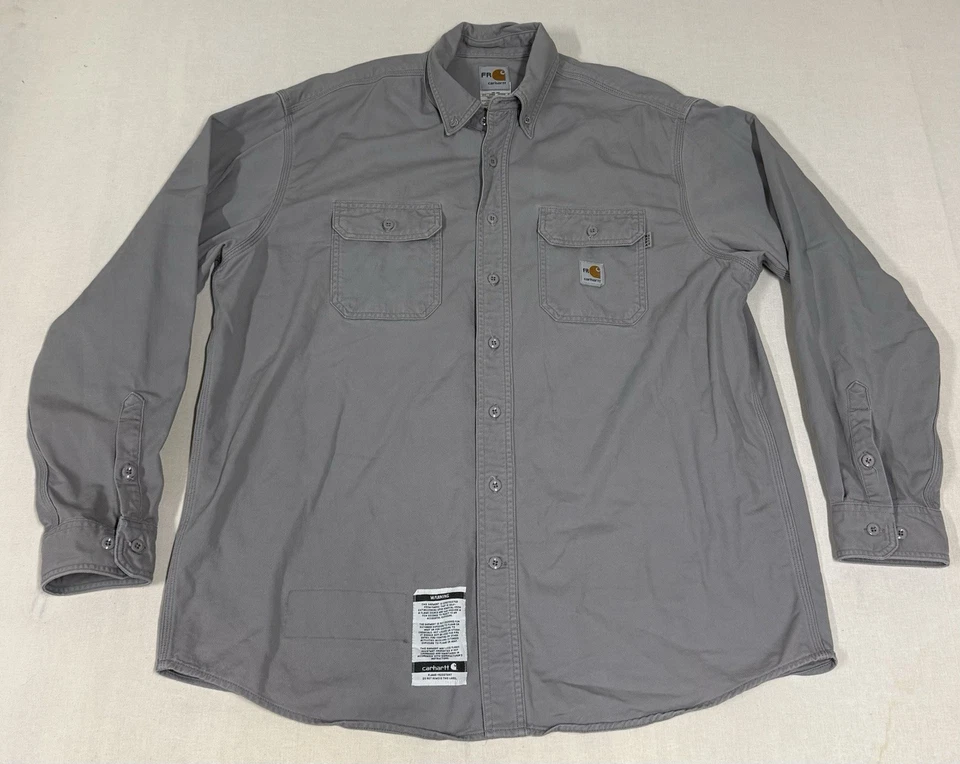 Carhartt FR Flannel Shirt Men XL Flame Resistance Work Grey Flannel SW2 - Image 1 of 4
