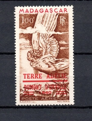 Мадагаскар 1948 старая марка с надпечаткой Антарктика/Терре-Адели (Мишель 417) как новая без наклеек и следов - Изображение 1 из 2