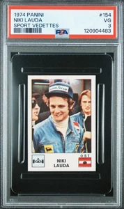 Tarjeta de novato Panini Sport Vedettes #154 1974 Niki Lauda RC PSA 3 en muy buena condición F1 - Imagen 1 de 2
