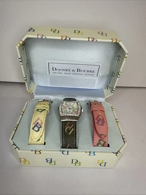 Relógio de quartzo feminino Y2K Dooney & Bourke mostrador branco couro pavê pulseira extra 33 mm - Imagem 1 de 4