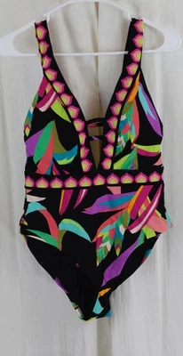 Traje de baño Trina Turk para mujer Birds of Paradise Plunge de una pieza multicolor talla 8 Foto 1 de 4