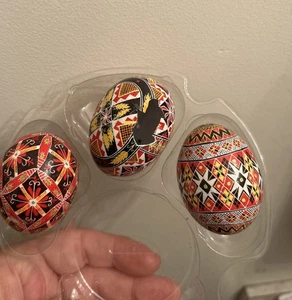 Rhombus Authentic Blown Real Eggshell Ukrainisches Osterei Pysanka - 3er Set - Bild 1 von 5