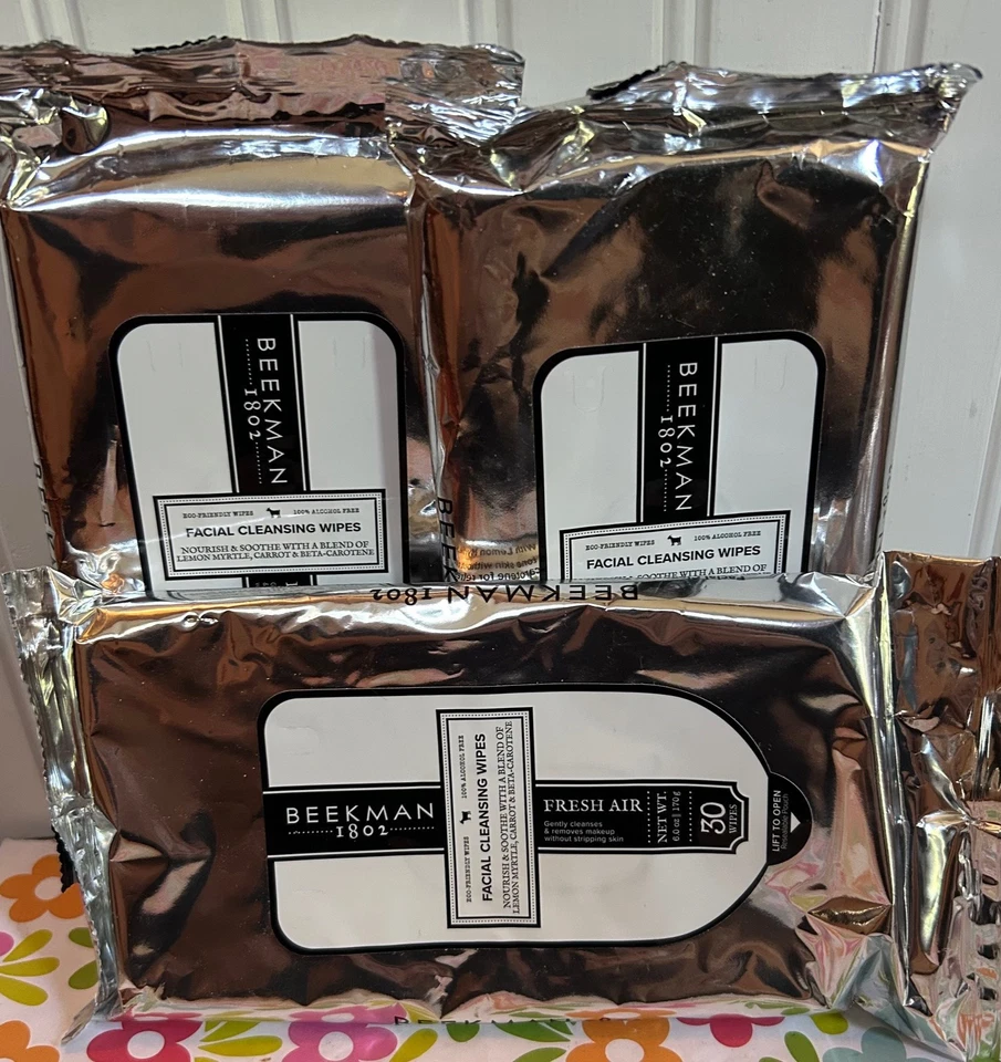 (3) ЗАПЕЧАТАННЫЙ BEEKMAN 1802 - СВЕЖИЙ ВОЗДУХ - ОЧИЩЕНИЕ ЛИЦА (30) САЛФЕТКИ X 3 - Изображение 1 из 1