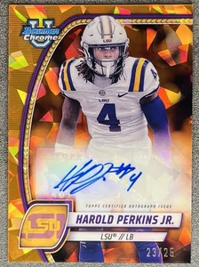 Harold Perkins Jr 2024 Bowman Chrome Sapphire Orange Auto 23/25 LSU LB - Picture 1 of 2