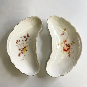 2 Antique Carlsbad Austria Bone Dishes Floral Pattern Porcelain Circa 1891 -1895 - Picture 1 of 8