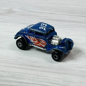 1982 MATCHBOX Diecast Blue 33 Willys Street Hot Rod 313 Vintage White Heat Flame - Picture 1 of 10
