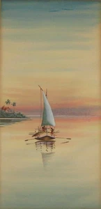 Antique L. M. Ghose Watercolor "Indian Dhow" - Picture 1 of 2