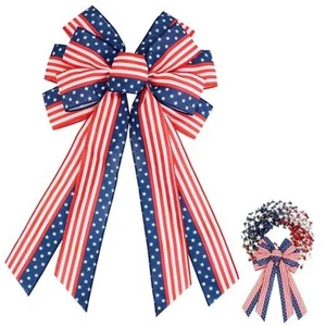 YKW Large Patriotic Bow for Wreath, American Flag Bows for Front Door - Picture 1 of 5