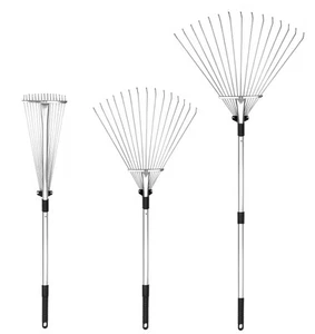 Adjustable Garden Leaf Rake - 24 to 63 Inch Telescopic Metal Expandable Foldi... - Picture 1 of 6