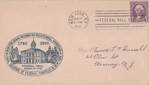 12 Aug 1932 Cover, Washington Bicentennial: Final Session Federal Congress - Picture 1 of 2