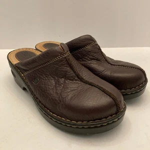 Born Clogs Slides Mules Brown Pebbled Leather Slip On Women's 9 EU 40.5 - Picture 1 of 9