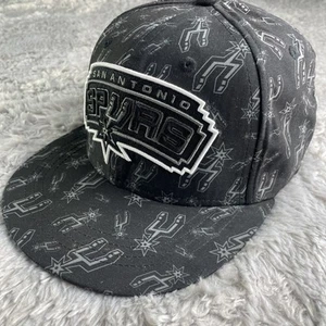 San Antonio Spurs Hat Cap Adjustable Black Gray Snapback All Over Print AOP NBA - Picture 1 of 9