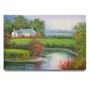 Arte de Nueva York - Casa en la pradera 24x36 pintura al óleo sobre lienzo - ¡A la venta! - Imagen 1 de 4