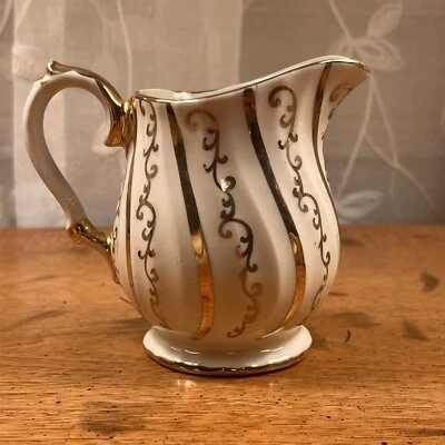 Vintage Sadler Porcelain Gold and Ivory Creamer Pitcher Hand Painted England - image 1 of 4