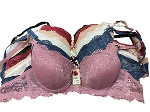 New 6 Womens Ladies Pattern Lace Color Gentle PUSH UP Bra Full Cup (BC#99009) - Picture 1 of 3