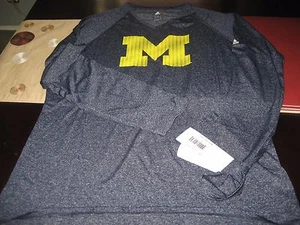 WOMENS ADIDAS MICHIGAN WOLVERINES NCAA LONG Sleeve Shirt L LARGE BLUE NWT - Picture 1 of 1