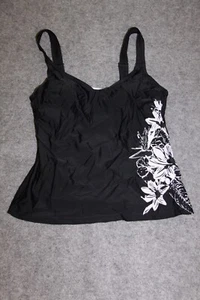 PARTE SUPERIOR TANKINI TALLA 40 C NEGRO CON FLORES BLANCAS CESTAS DE ESPUMA - Imagen 1 de 2