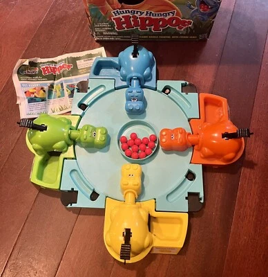 Jogo de tabuleiro infantil Hasbro Hungry Hungry Hippos Elefun & Friends ~ 6 bolas de gude faltando - Imagem 1 de 4