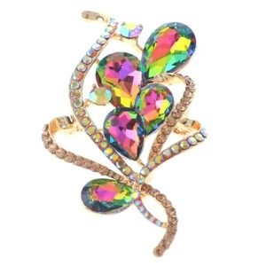 Gold Tone Metal Crystal Flower Brooch P1458-VM - Picture 1 of 2