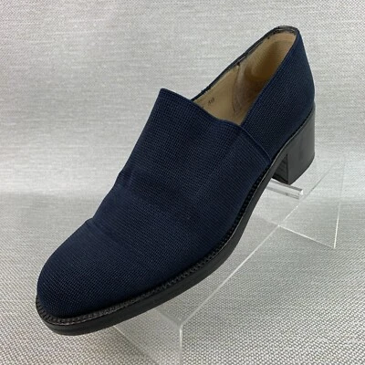 Sapatos Barney's New York Pumps azul marinho têxtil biqueira redonda salto bloco UE38/EUA7.5 - Imagem 1 de 4