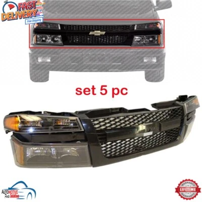 NEW FRONT GRILLE HEADLIGHTS PARKING LIGHTS KIT 5PC FOR 2004-2012 CHEVY COLORADO Foto 1 de 4