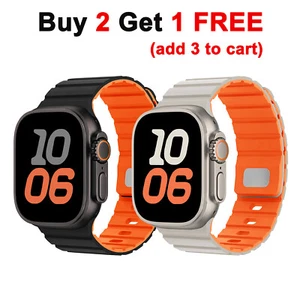 Magnetic Bands For Apple Watch Ultra 2 Series 10/9/6/1 Soft Sport Silicone Strap - Picture 1 of 32