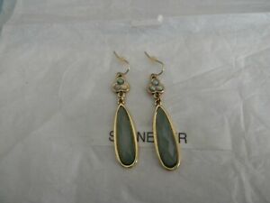 Premier Designs WHISPER green gold teardrop crystal earrings RV 34 free ship new