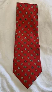 Salvatore Ferragamo Red With Pocket Watches Theme Mens 100% Silk Tie - Picture 1 of 6