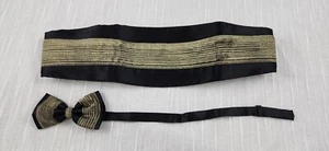Vintage Mr. Night Tie'm Bow Tie & Cummerbund Black/Gold Set In Original Box Saks - Picture 1 of 8