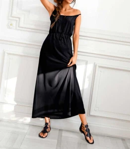 Vestido Heine Maxi negro manga espagueti talla 40 42 44 - Imagen 1 de 6