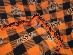 Baby Blanket Oklahoma State Cowboys OSU College Fleece With Crochet Super Ruffle - Picture 1 of 6