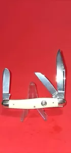 BULLDOG BRAND SOLINGEN GERMANY 3 BLADE WHITE STOCKMAN KNIFE N/M - Picture 1 of 8