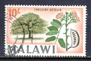 MALAWI — SCOTT 50 — 1967 10/- AFZELIA TREE, WMK. 357 — USED — SCV $18 - Picture 1 of 2