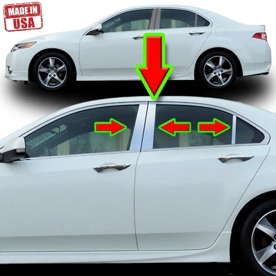 Juego de 6 molduras de pilar cromadas para Acura TSX 09-14 cubierta de puerta poste de ventana con espejo Foto 1 de 4