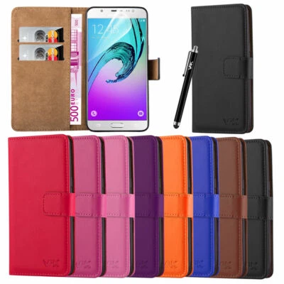 Funda tipo billetera abatible de cuero para varios teléfonos móviles Samsung Galaxy Foto 1 de 4