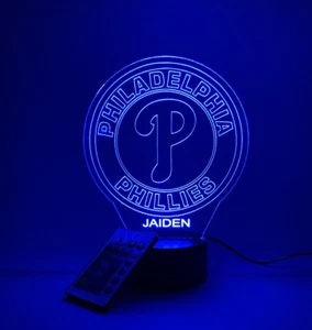 Philadelphia Phillies, MLB Baseball LED Sports Fan Lamp, Personalized FREE - Picture 1 of 10