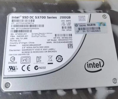 Intel 200GB SSD SATA S3700 SSDSC2BA200G3P DC Series Solid State Drive Genuine - Image 1 of 4