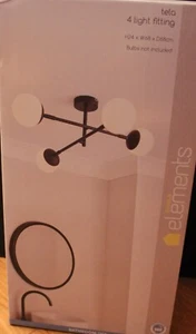 Dunelm Tela Baño 4 Luces Techo Negro - H 24cm x W 68cm x D 68cm - Imagen 1 de 13