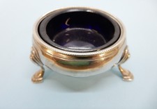 FODERA SALE e vetro blu calderone argento massiccio 18 ° c, Londra 1768