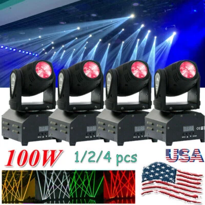 1-4 MINI LED Moving Head Stage Light RGBW DMX DJ Disco Party Beam Spot Lighting - Image 1 of 4