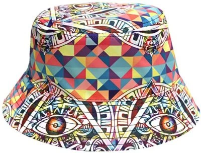 MAYAN CALENDAR ALL OVER PRINT BUCKET HAT BOONIE CAP SUBLIMATED TRIBAL GEOMETRIC - Imagem 1 de 2