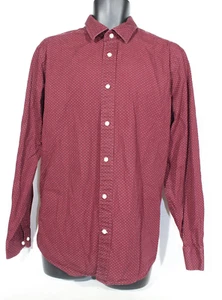 Gap Mens T-Shirt Large Purple Burgundy White Polka Dot Classic Fit Long Sleeve - Picture 1 of 12