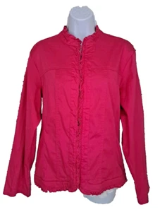 The Tog Shop Jacket XL Pink Ruffled Front Hem Short Hook & Eye Closure Barbie - Foto 1 di 12