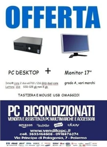 PC COMPUTER FISSO Usato Ricondizionato Dual Core 8 GB 128 GB SSD WIN 10 + 17" - Foto 1 di 2