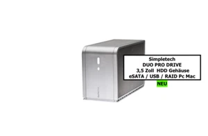 Simpletech DUO PRO DRIVE 3,5 Zoll HDD Gehäuse eSATA / USB / RAID Pc Mac | NEU - Bild 1 von 21