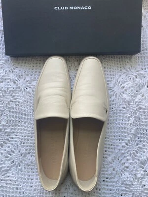 NIB Women’s Leather Loafers Club Monaco Sofii US 9.5 EUR 39.5 Ivory Italy - Imagem 1 de 4