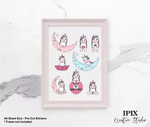UNICORN STICKER SHEET | A4 SIZE | STICKER | KID | NOVELTY | MAN CAVE | CHILDREN - Bild 1 von 1