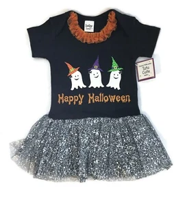 NEW Halloween Costume Dress Diaper Shirt TuTu 1 pc Outfit Ghost Baby Ganz Infant - Picture 1 of 7