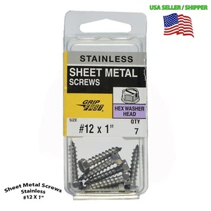 #12 x 1" Sheet Metal Screw Stainless Hex Head - Picture 1 of 2