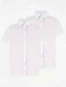 Girls White Short Sleeve School Shirt 2 Pack George Multipack Uniform Collared